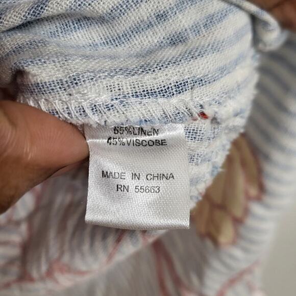 FOR CYNTHIA Linen Blend Striped Floral Sleeveless Top Size Large - Picture 5 of 6